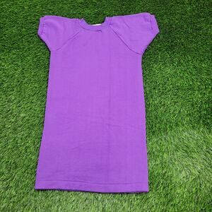 Vintage 90s Purple Sweatshirt Dress Womens Small Cotton Poly Fleece Raglan